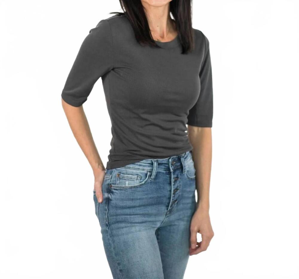 NEW WISHLIST trish ribbed top in charcoal - Picture 2 of 3